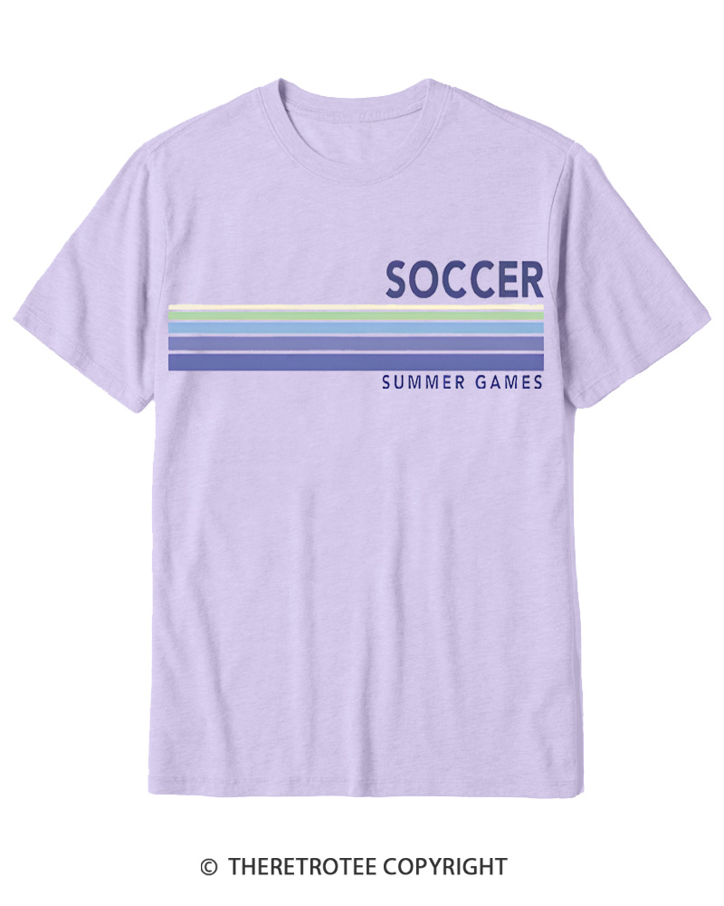 TheRetroTee Soccer Stripes Summer Games 1984 Cotton T-Shirt