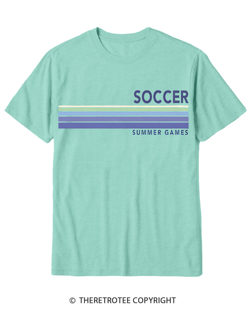 TheRetroTee Soccer Stripes Summer Games 1984 Cotton T-Shirt