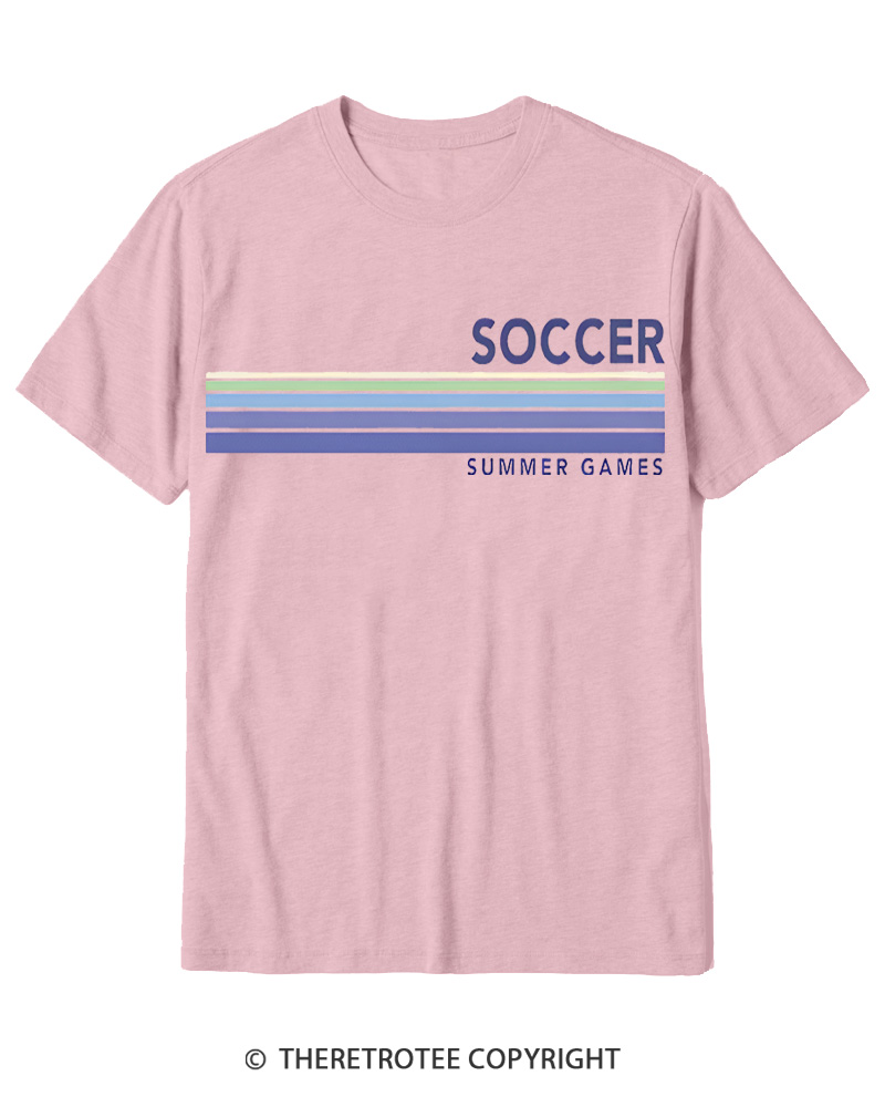 TheRetroTee Soccer Stripes Summer Games 1984 Cotton T-Shirt