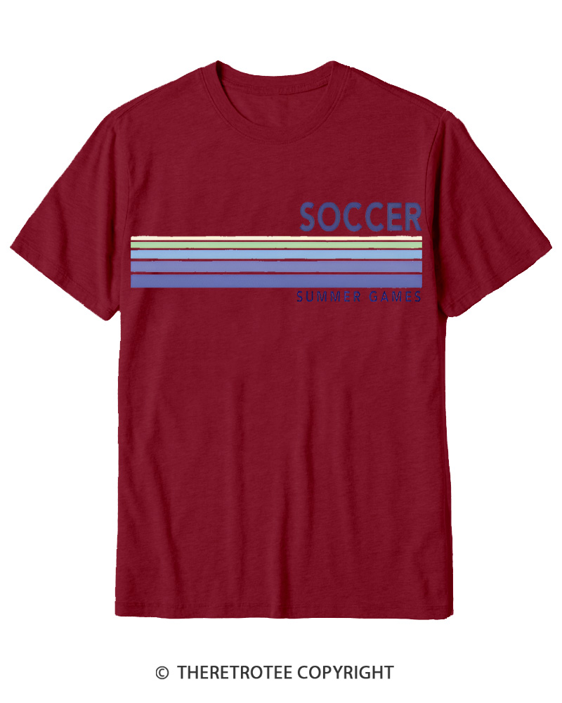 TheRetroTee Soccer Stripes Summer Games 1984 Cotton T-Shirt