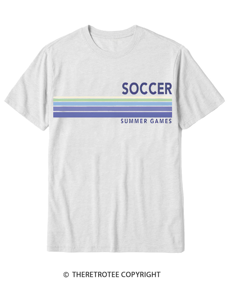 TheRetroTee Soccer Stripes Summer Games 1984 Cotton T-Shirt