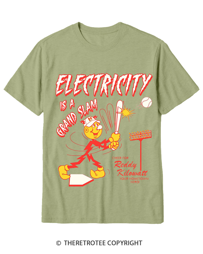 TheRetroTee Electricity is a Grand Slam 1960s Cotton T-Shirt