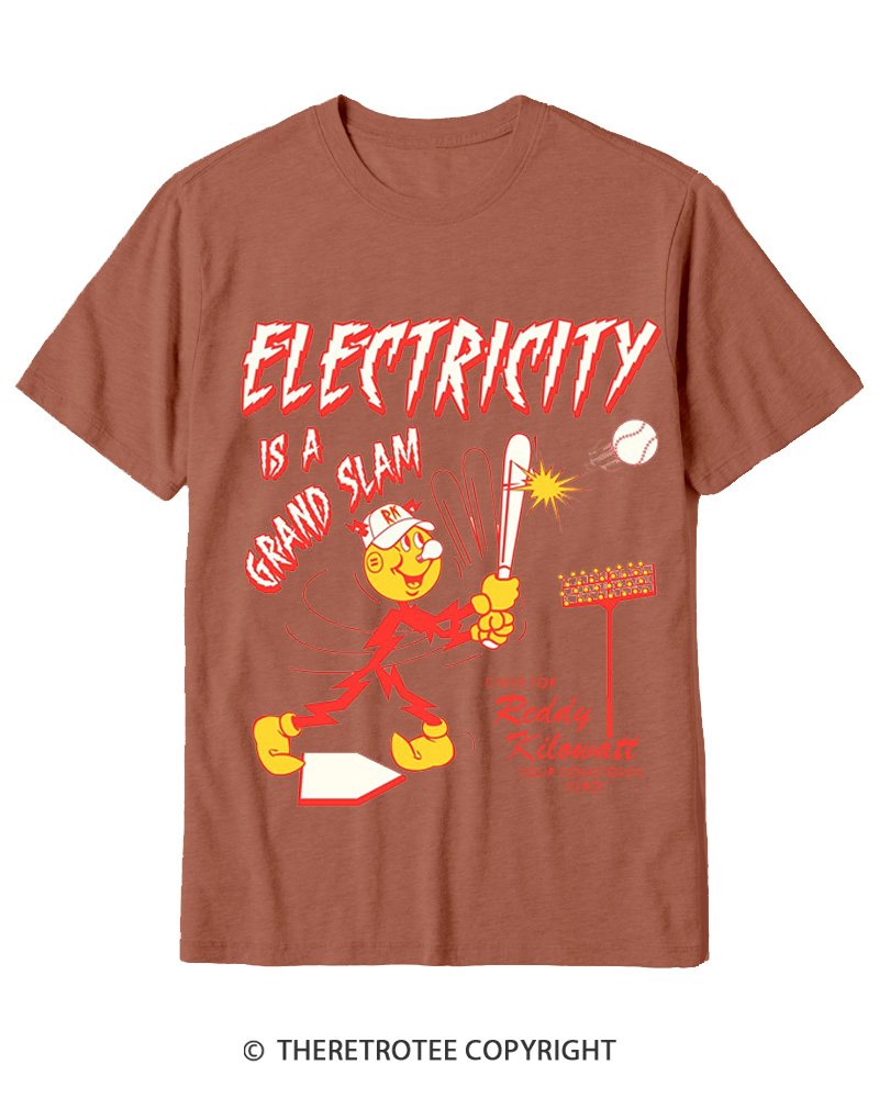 TheRetroTee Electricity is a Grand Slam 1960s Cotton T-Shirt