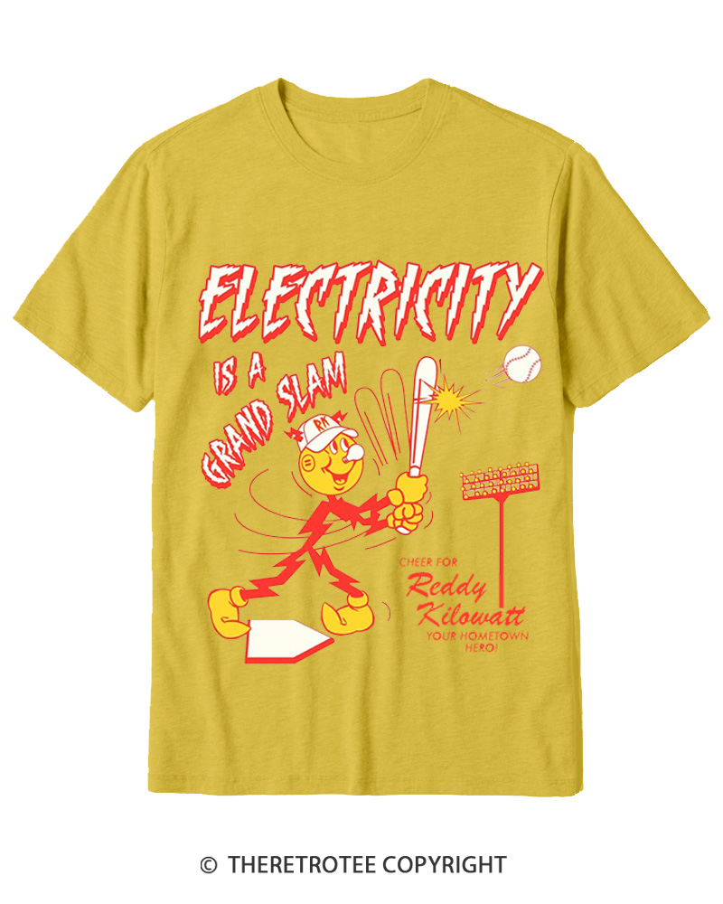 TheRetroTee Electricity is a Grand Slam 1960s Cotton T-Shirt