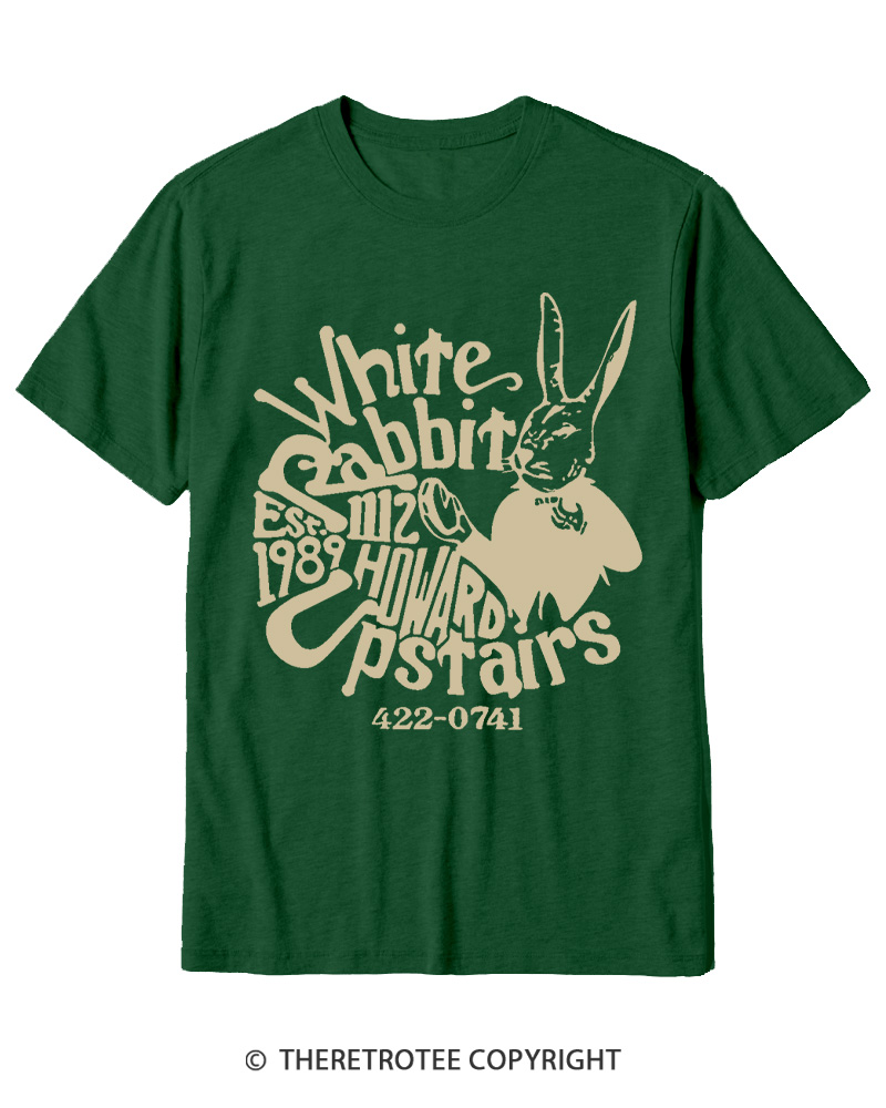 TheRetroTee White Rabbit I’m late 1970s Cotton T-Shirt