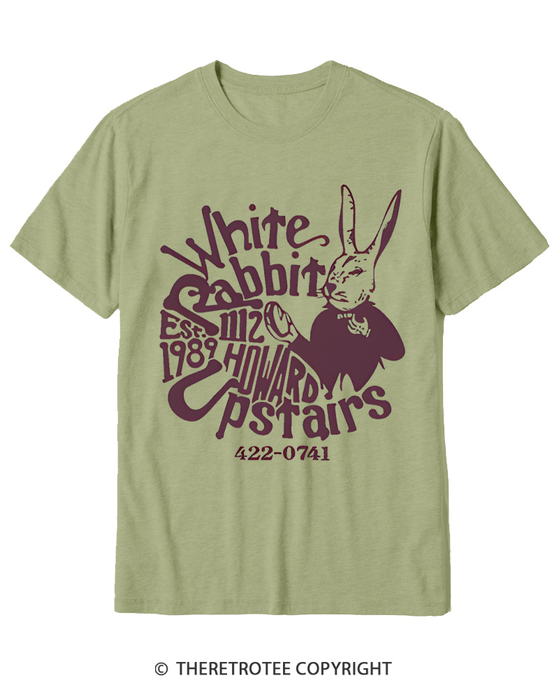 TheRetroTee White Rabbit I’m late 1970s Cotton T-Shirt