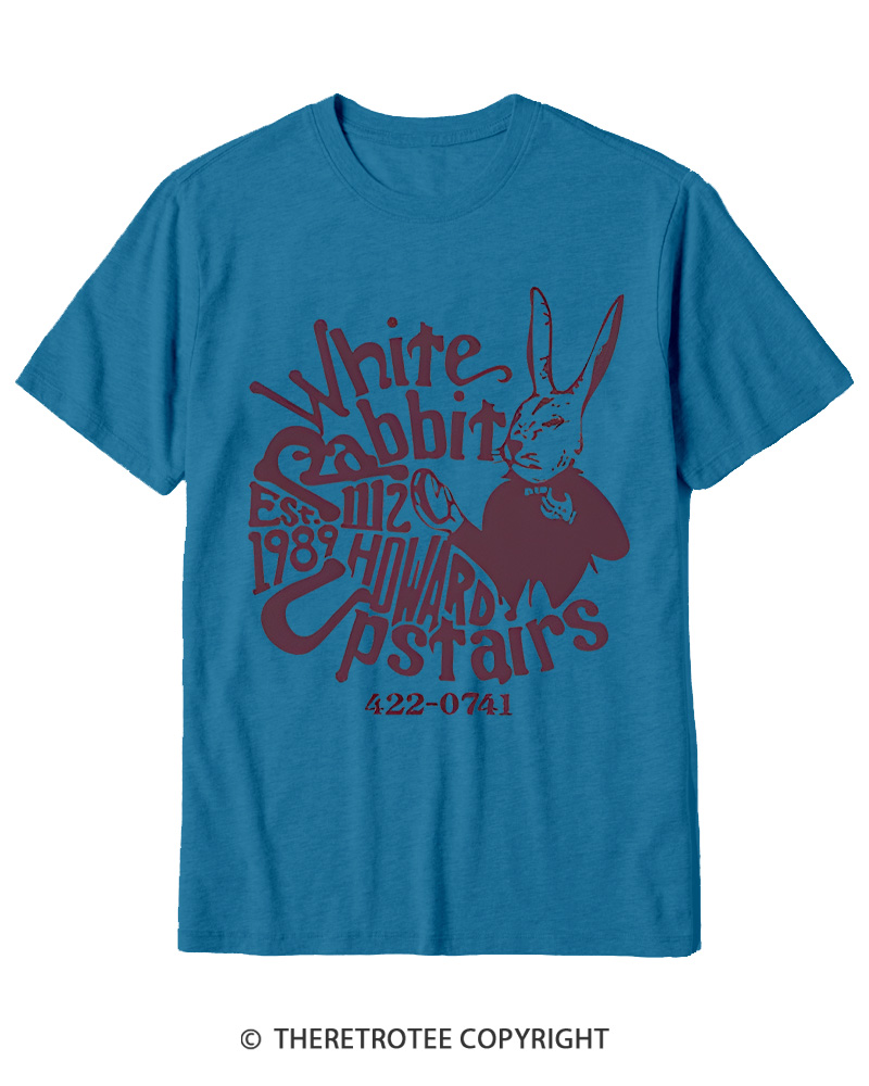 TheRetroTee White Rabbit I’m late 1970s Cotton T-Shirt