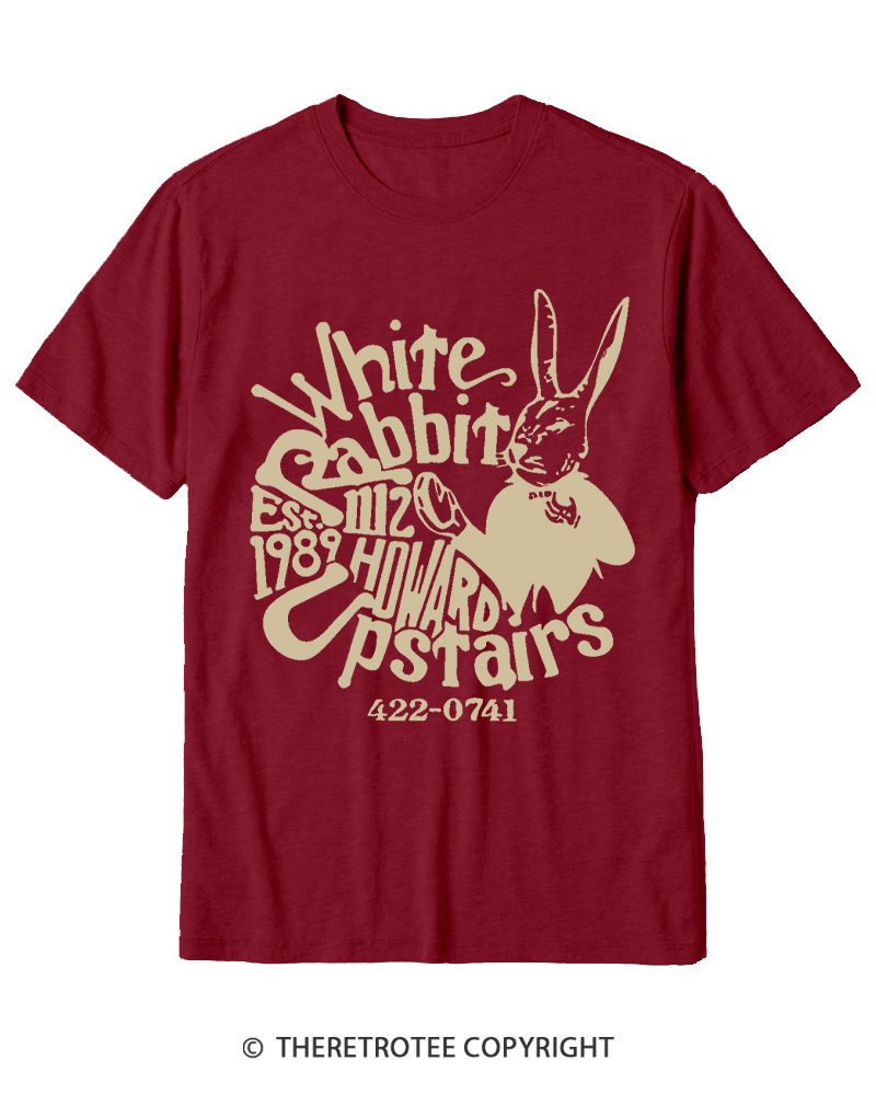TheRetroTee White Rabbit I’m late 1970s Cotton T-Shirt