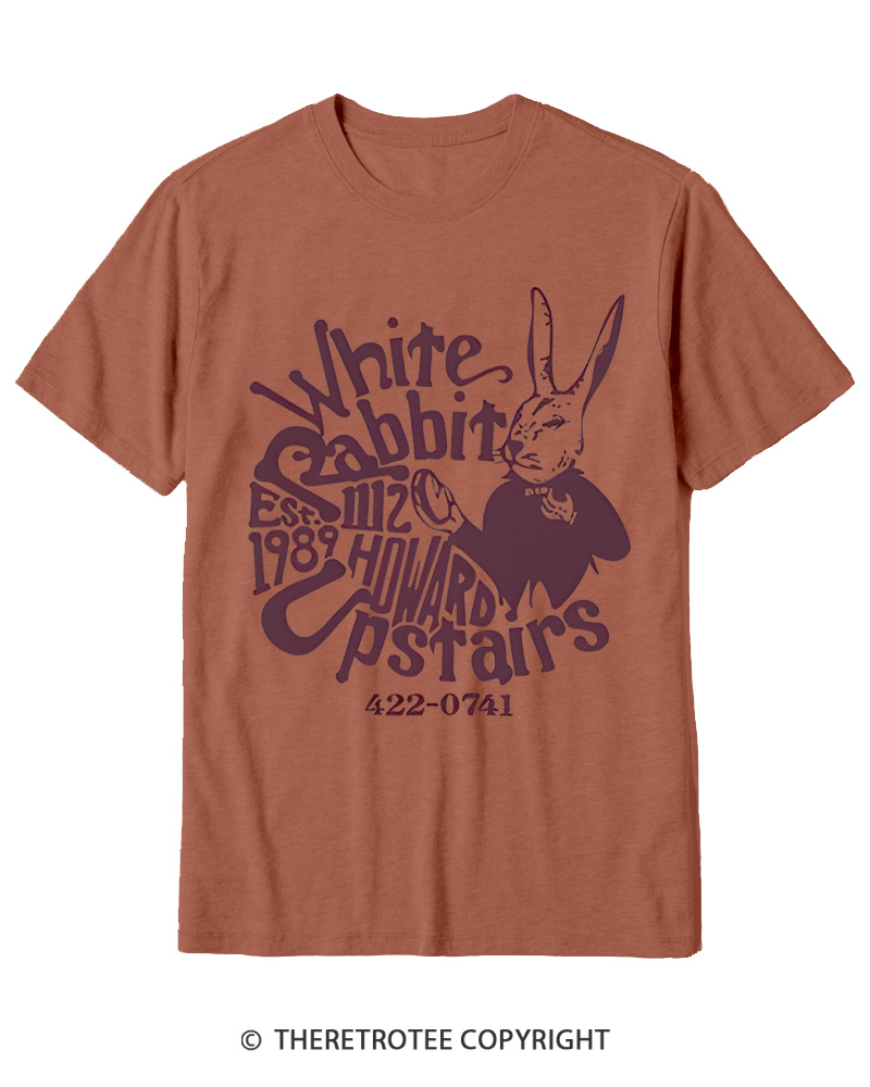 TheRetroTee White Rabbit I’m late 1970s Cotton T-Shirt