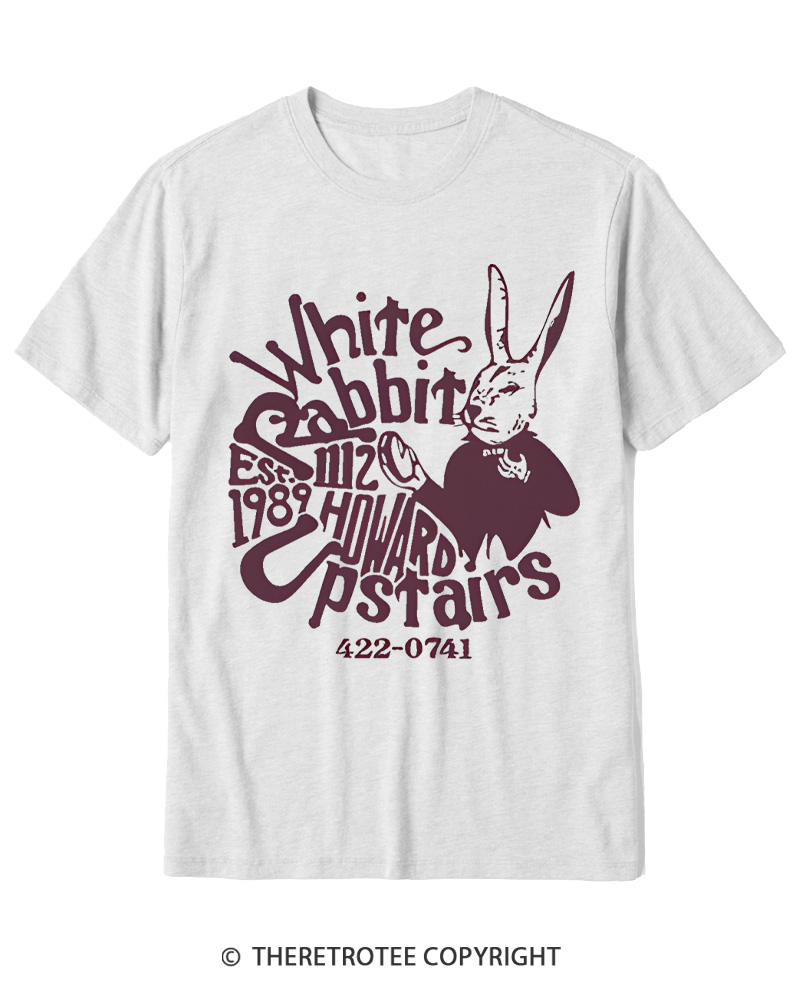 TheRetroTee White Rabbit I’m late 1970s Cotton T-Shirt