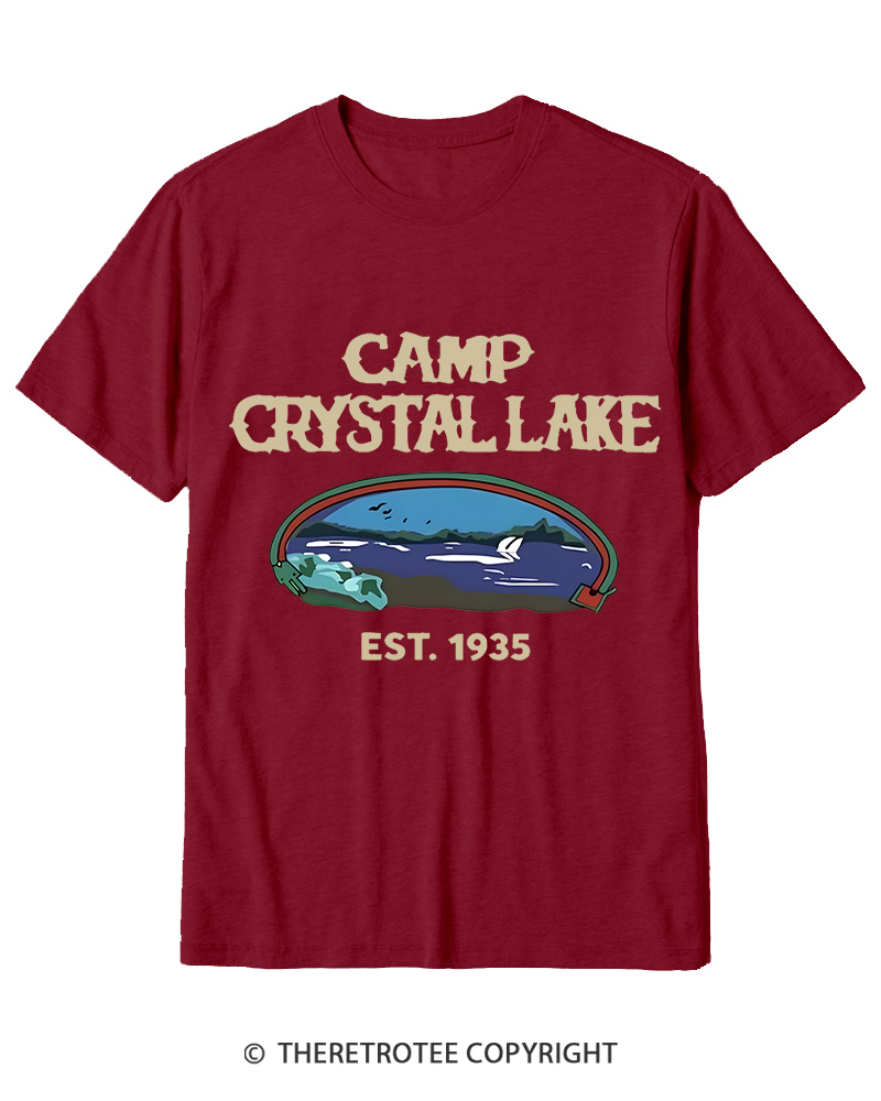 TheRetroTee 1980s Crystal Lake Camp Inspired Horror Cotton T-Shirt