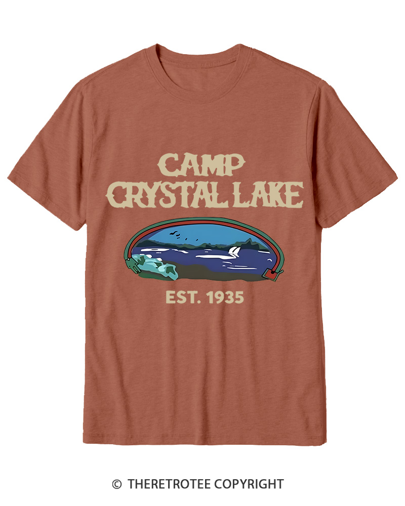 TheRetroTee 1980s Crystal Lake Camp Inspired Horror Cotton T-Shirt