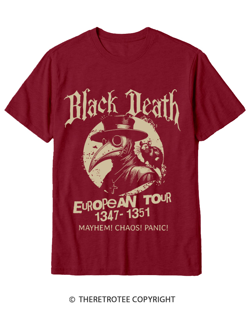 TheRetroTee Black Death European Tour 1970s Cotton T-Shirt