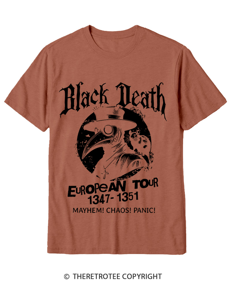 TheRetroTee Black Death European Tour 1970s Cotton T-Shirt
