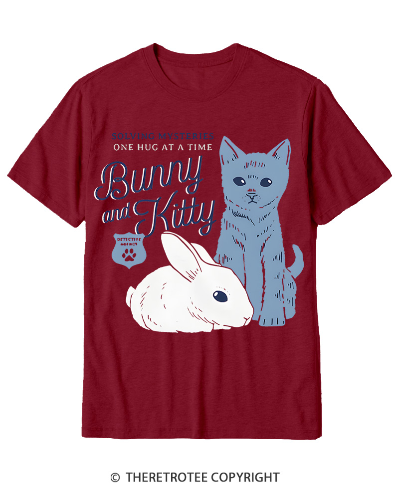 TheRetroTee Bunny and Kitty Cotton T-Shirt