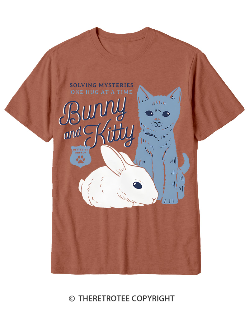 TheRetroTee Bunny and Kitty Cotton T-Shirt