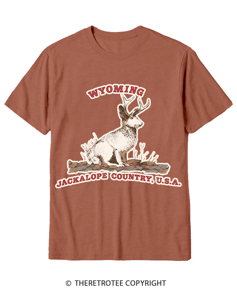 TheRetroTee 60's Vintage Wyoming Jackalope Country Cotton T-Shirt