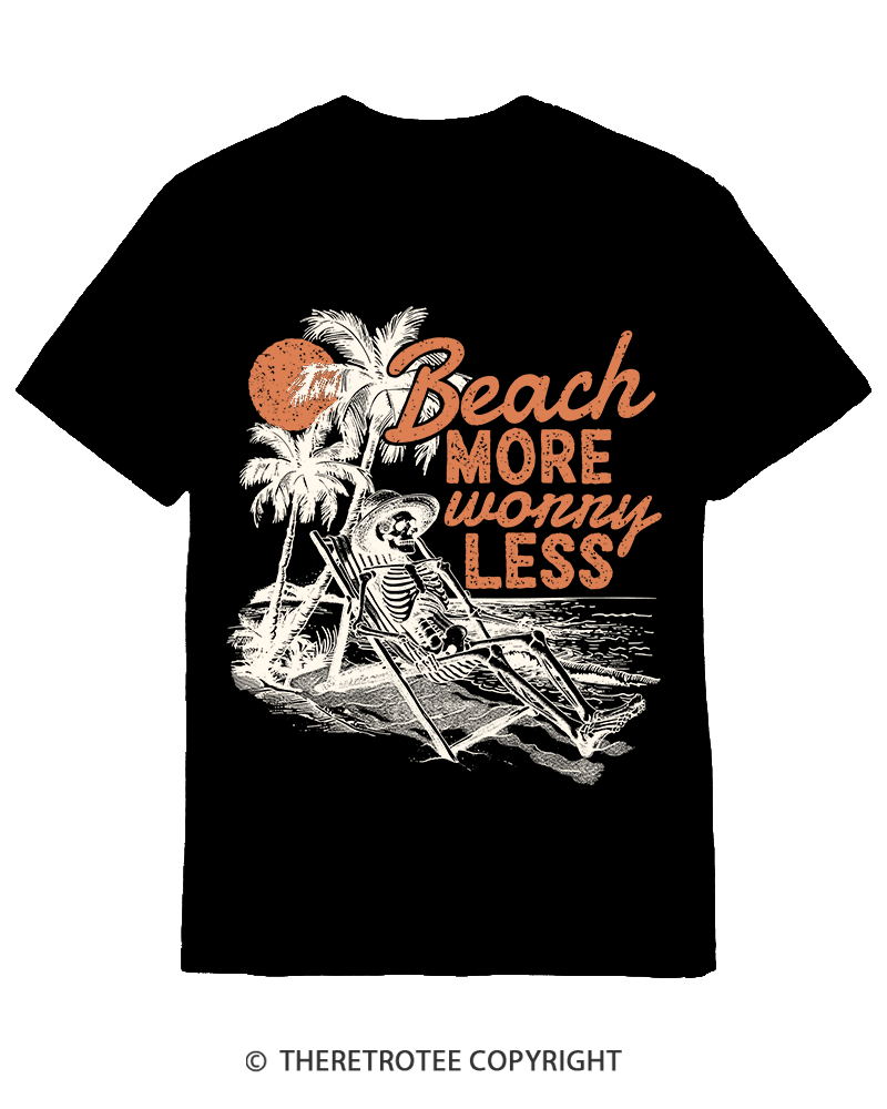 TheRetroTee Beach More Worry Less Cotton T-Shirt