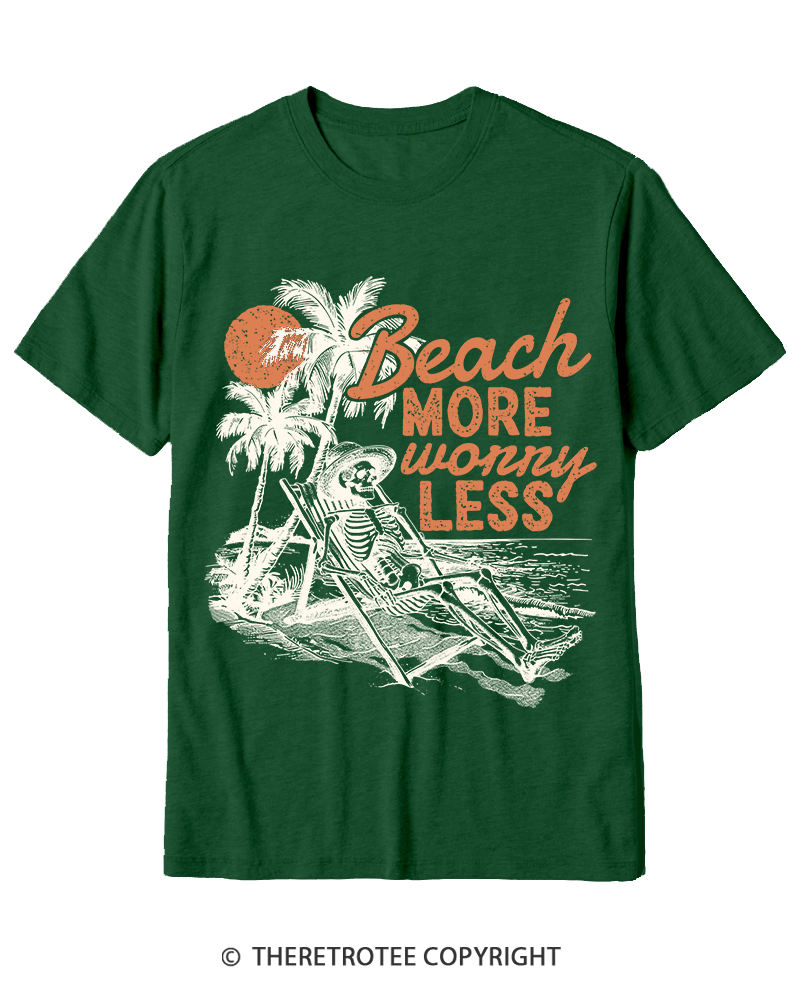 TheRetroTee Beach More Worry Less Cotton T-Shirt