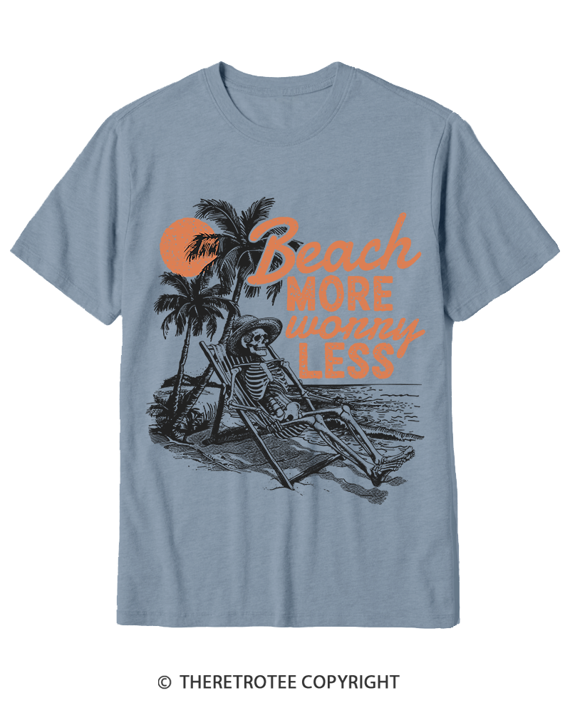 TheRetroTee Beach More Worry Less Cotton T-Shirt