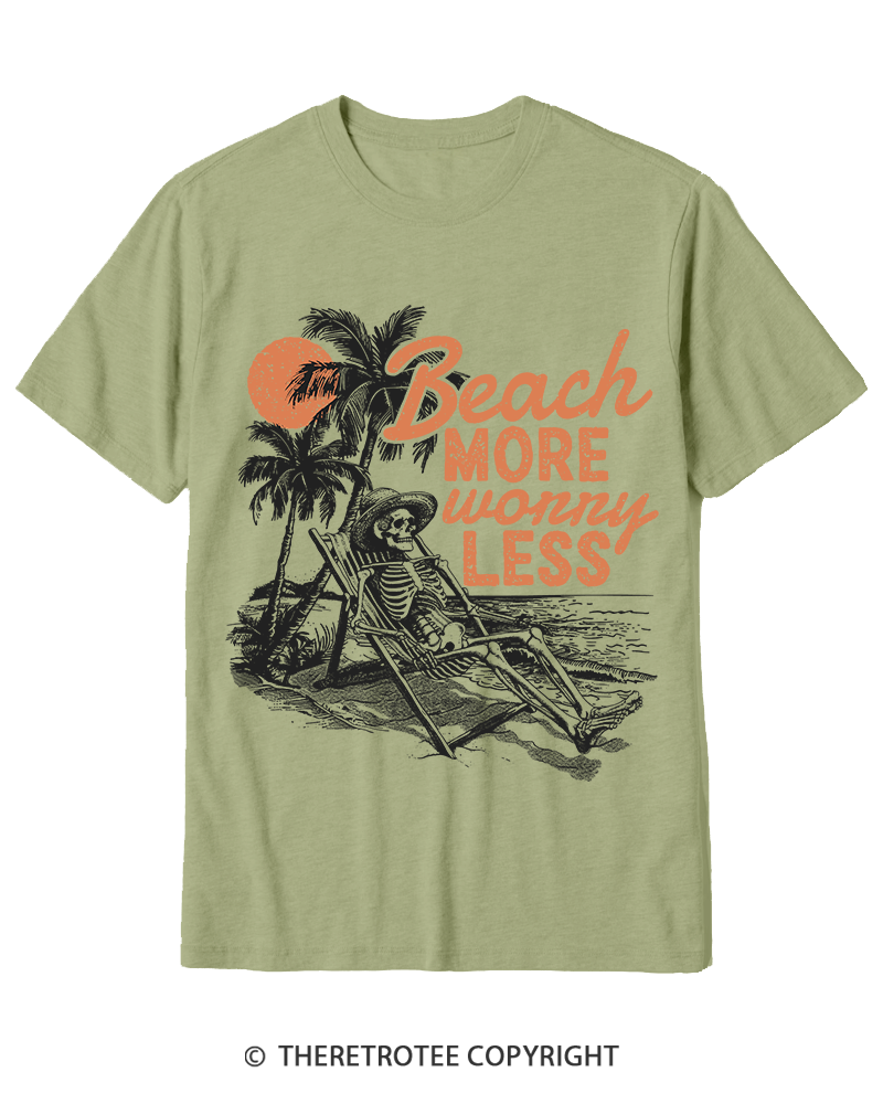 TheRetroTee Beach More Worry Less Cotton T-Shirt