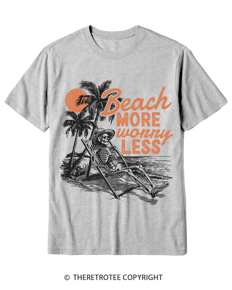 TheRetroTee Beach More Worry Less Cotton T-Shirt