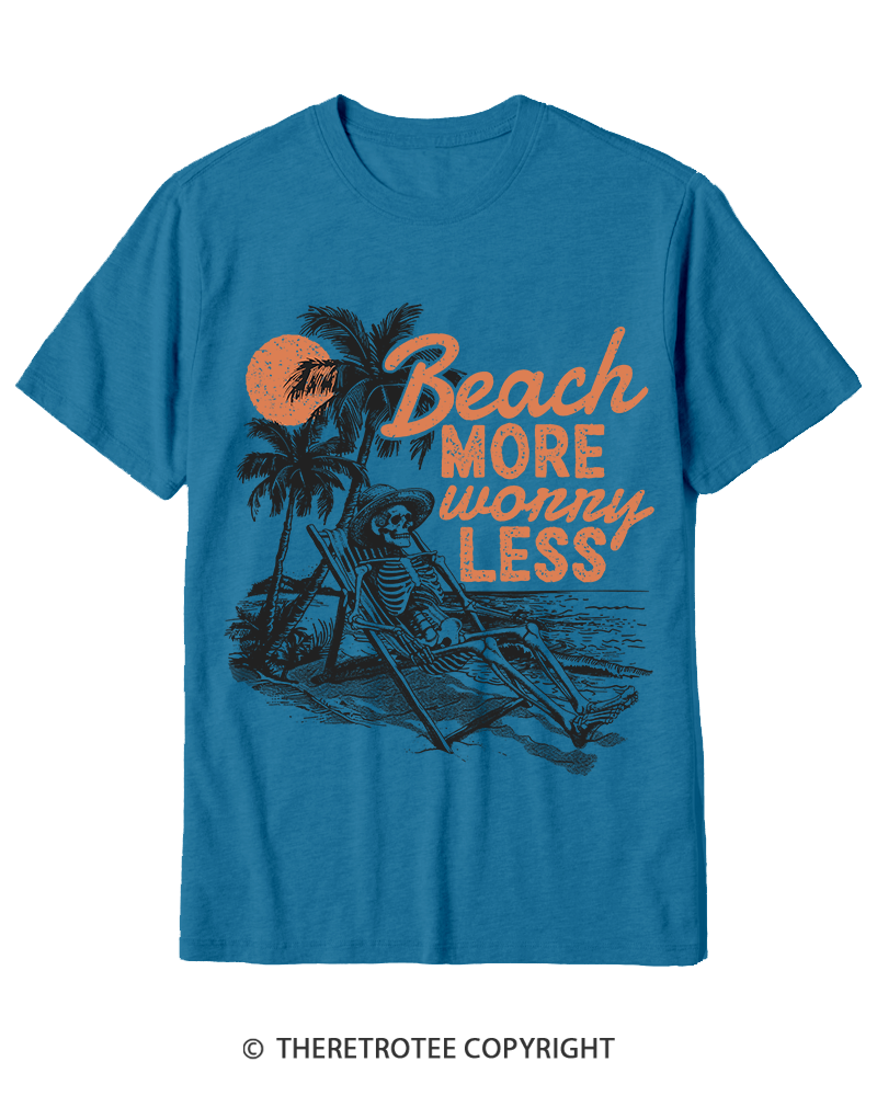 TheRetroTee Beach More Worry Less Cotton T-Shirt