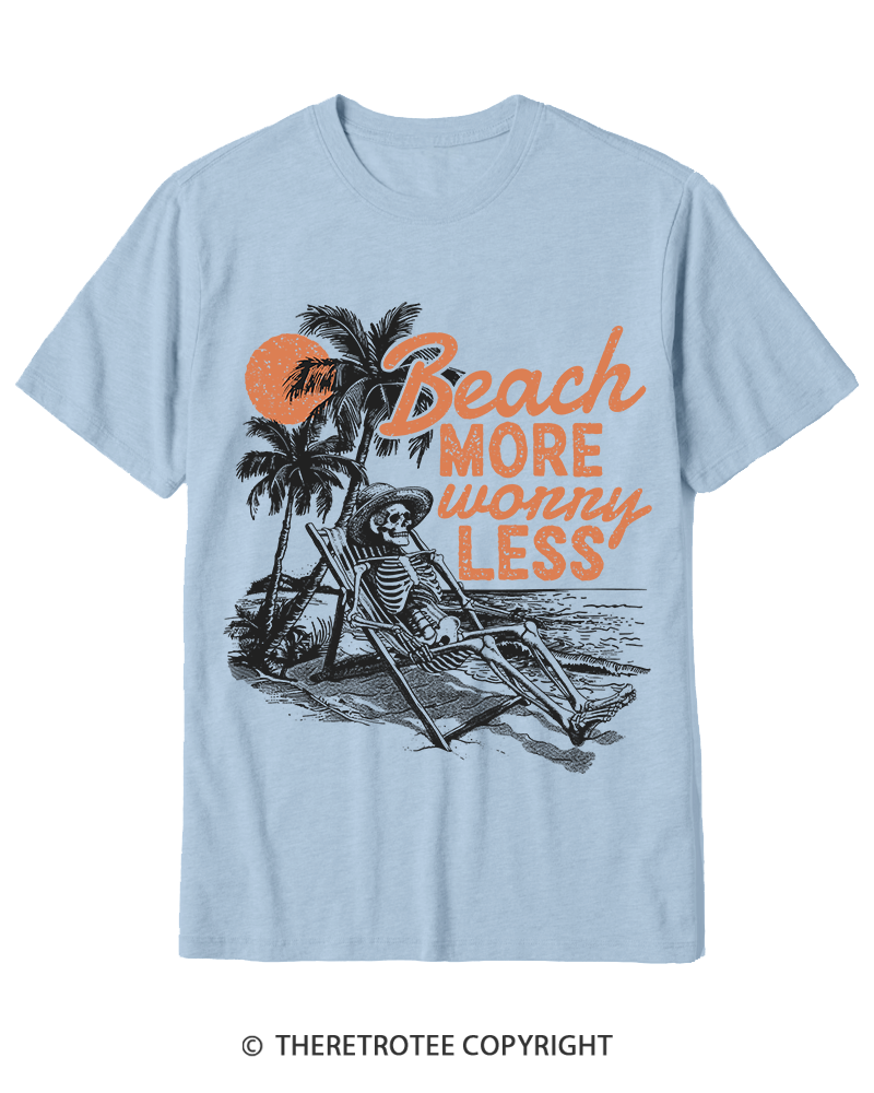 TheRetroTee Beach More Worry Less Cotton T-Shirt