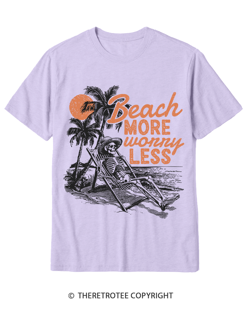 TheRetroTee Beach More Worry Less Cotton T-Shirt