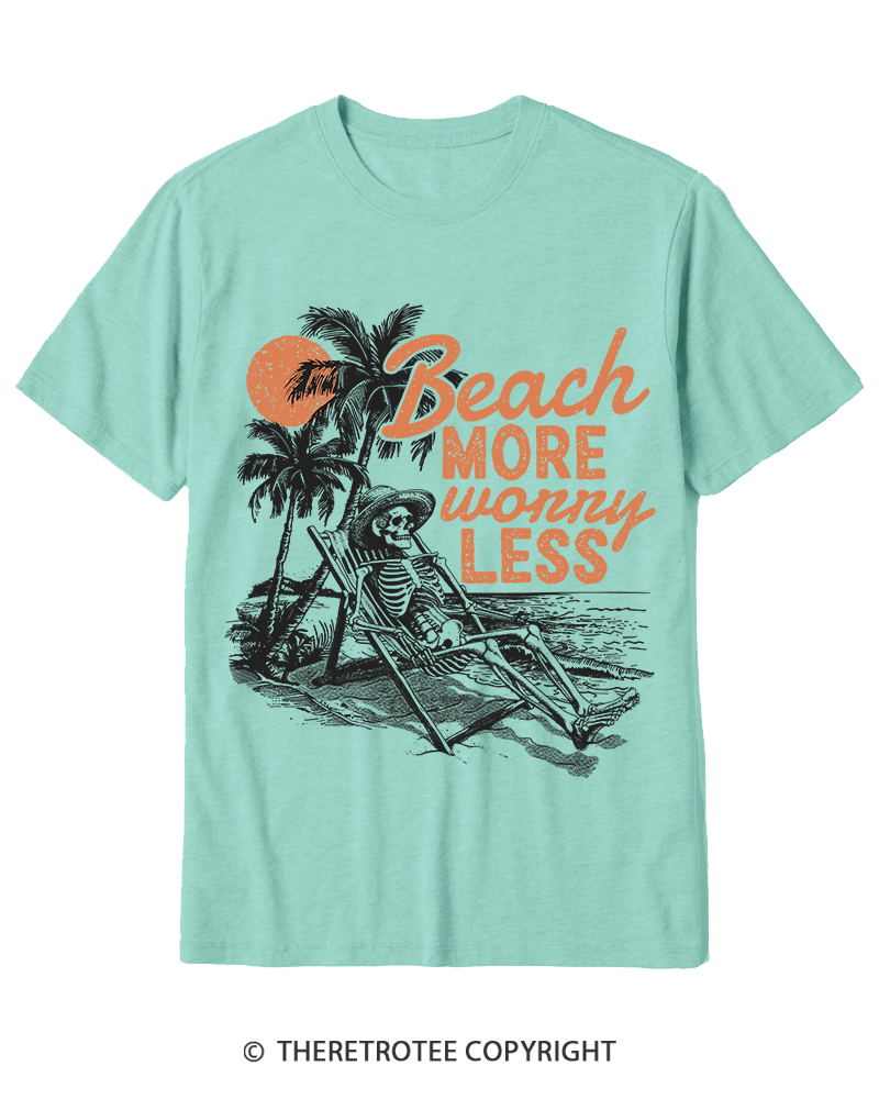TheRetroTee Beach More Worry Less Cotton T-Shirt