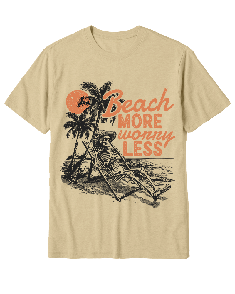TheRetroTee Beach More Worry Less Cotton T-Shirt