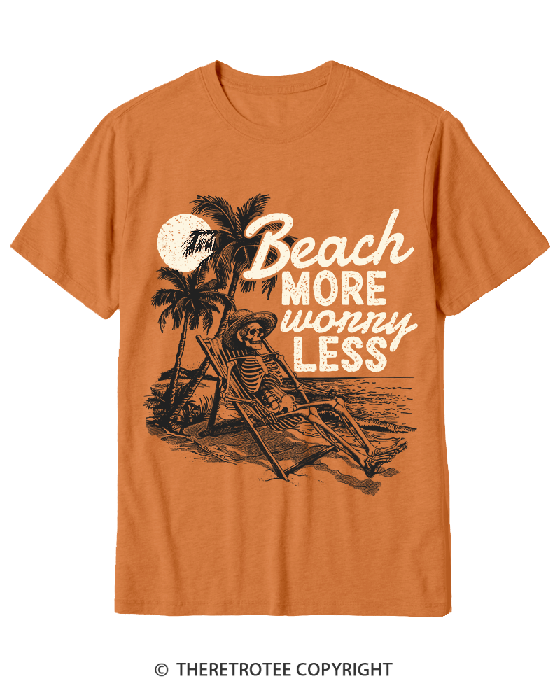 TheRetroTee Beach More Worry Less Cotton T-Shirt