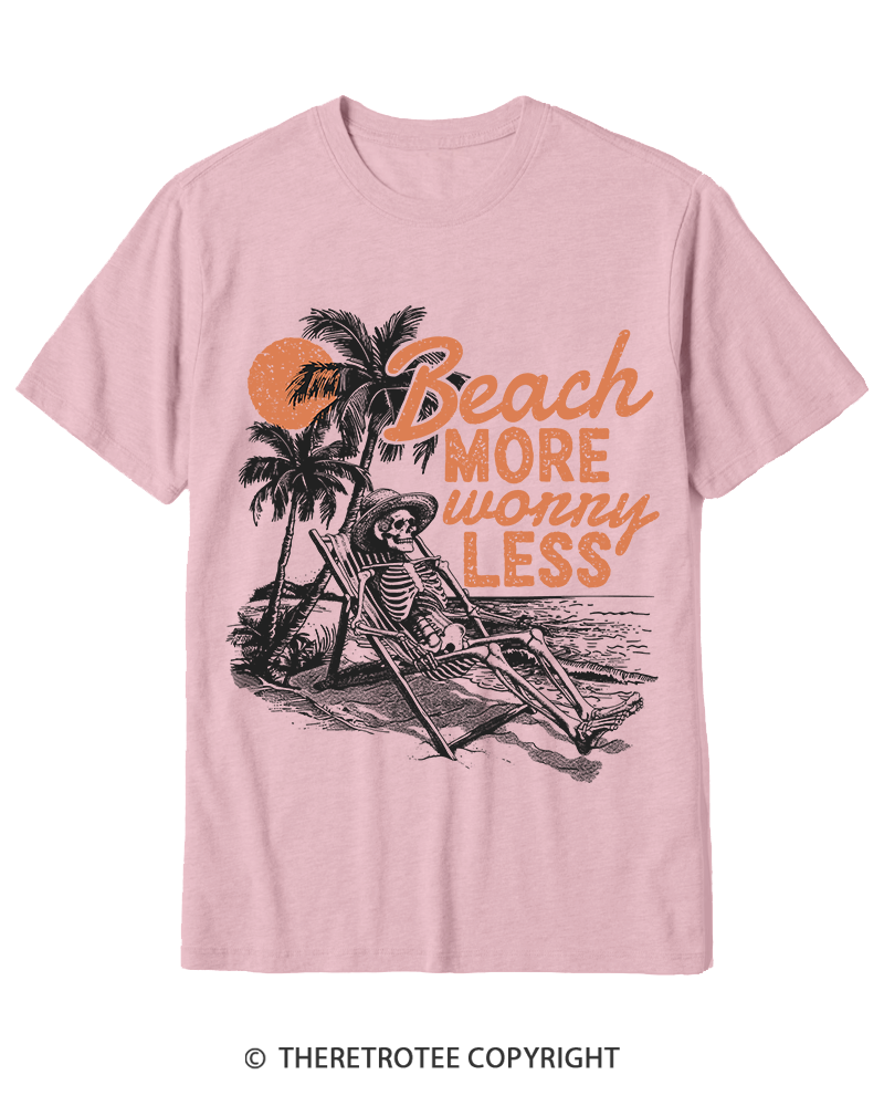 TheRetroTee Beach More Worry Less Cotton T-Shirt