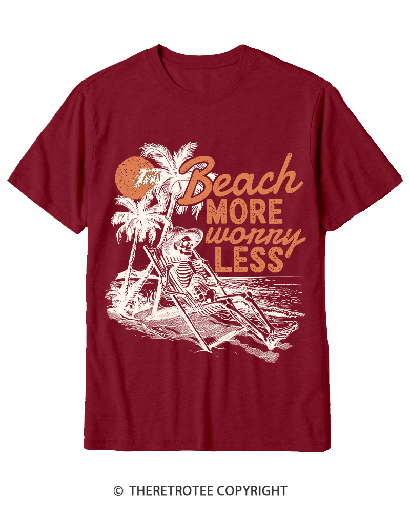 TheRetroTee Beach More Worry Less Cotton T-Shirt