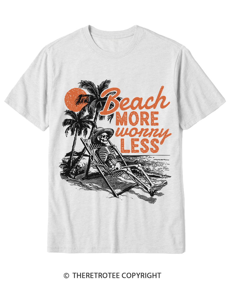 TheRetroTee Beach More Worry Less Cotton T-Shirt