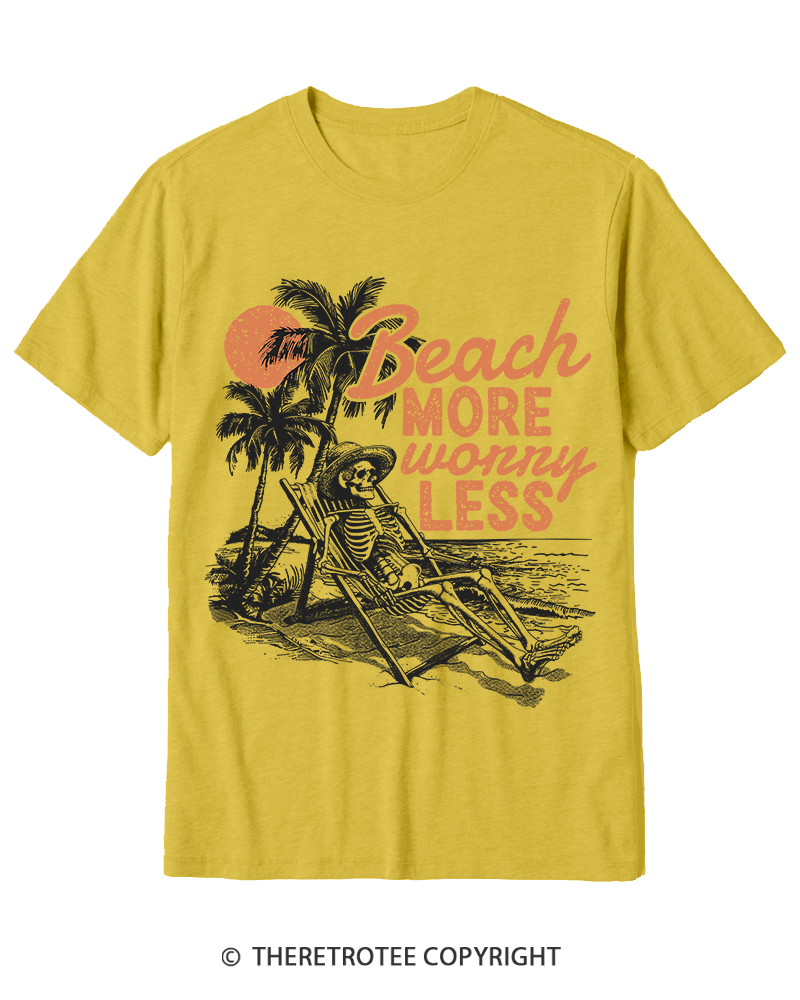 TheRetroTee Beach More Worry Less Cotton T-Shirt