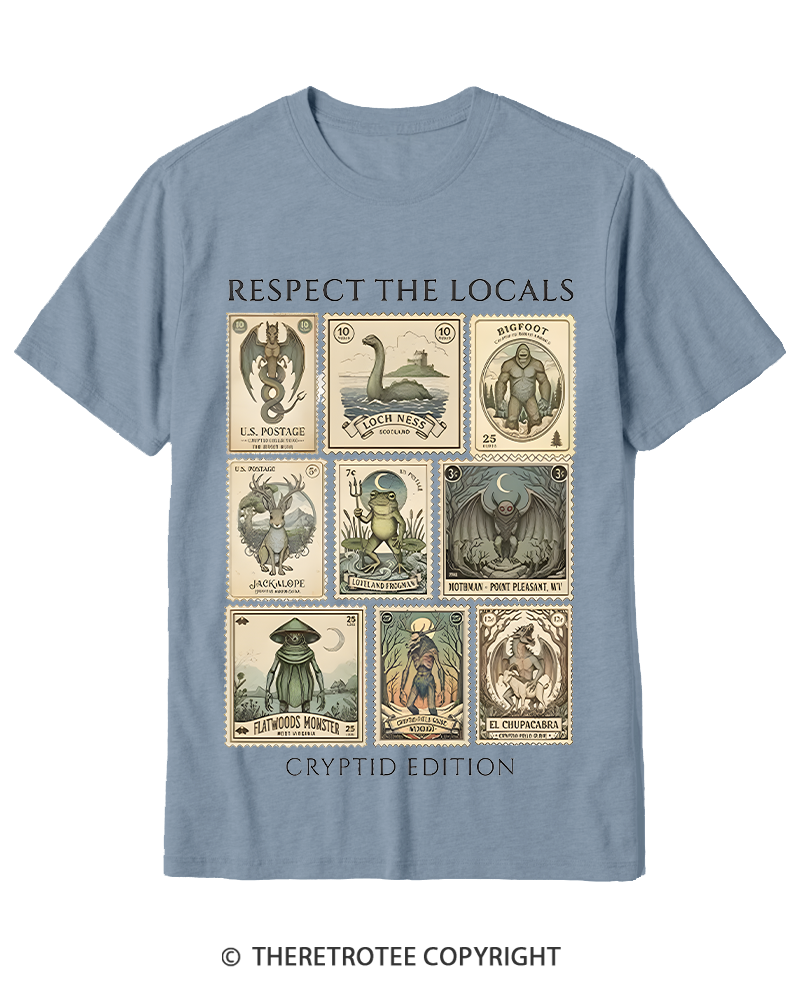 TheRetroTee Cryptid Stamp Graphic 1970s Cotton T-Shirt
