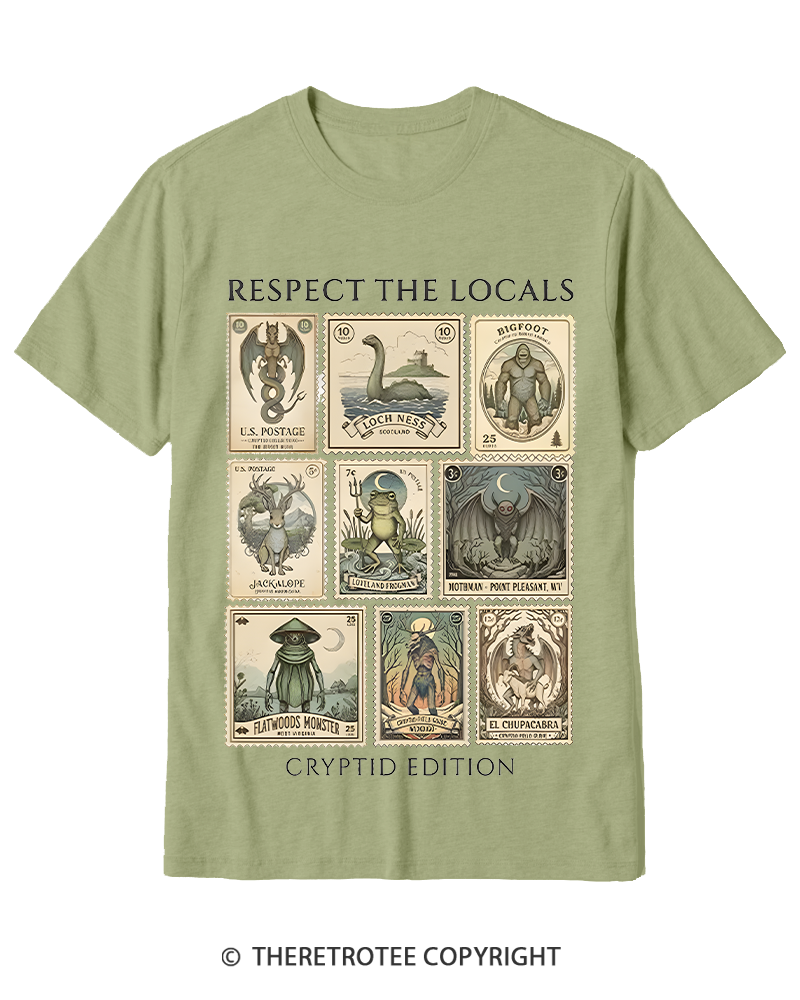 TheRetroTee Cryptid Stamp Graphic 1970s Cotton T-Shirt