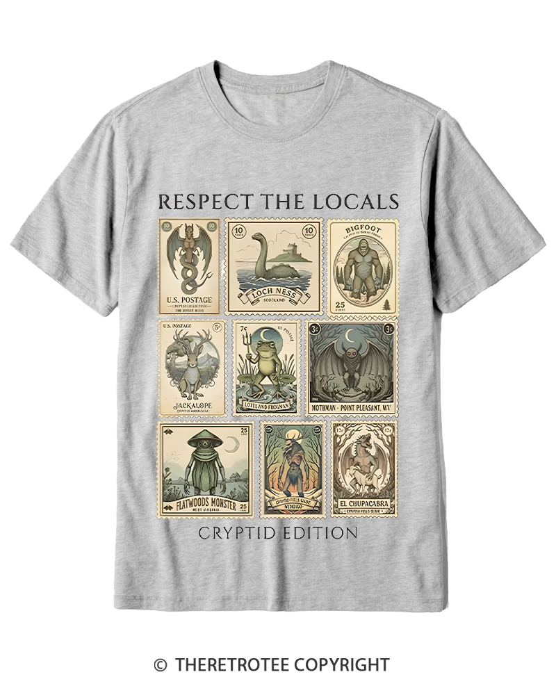 TheRetroTee Cryptid Stamp Graphic 1970s Cotton T-Shirt