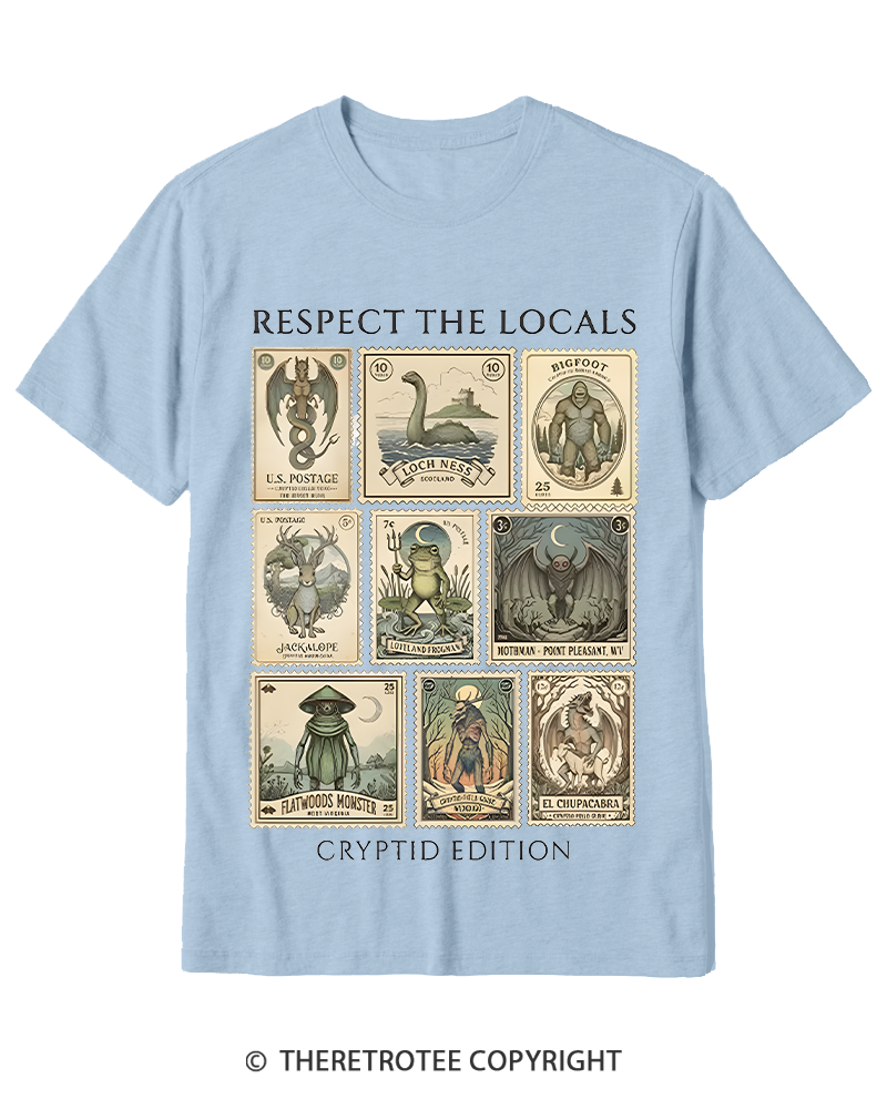 TheRetroTee Cryptid Stamp Graphic 1970s Cotton T-Shirt