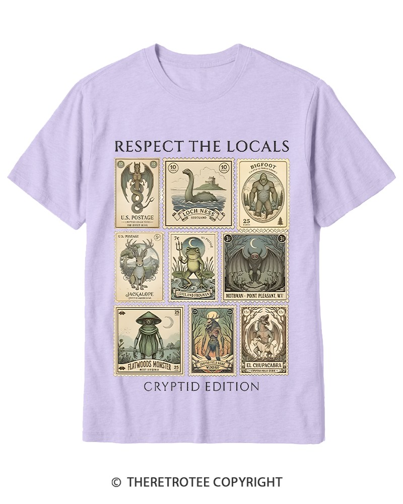 TheRetroTee Cryptid Stamp Graphic 1970s Cotton T-Shirt