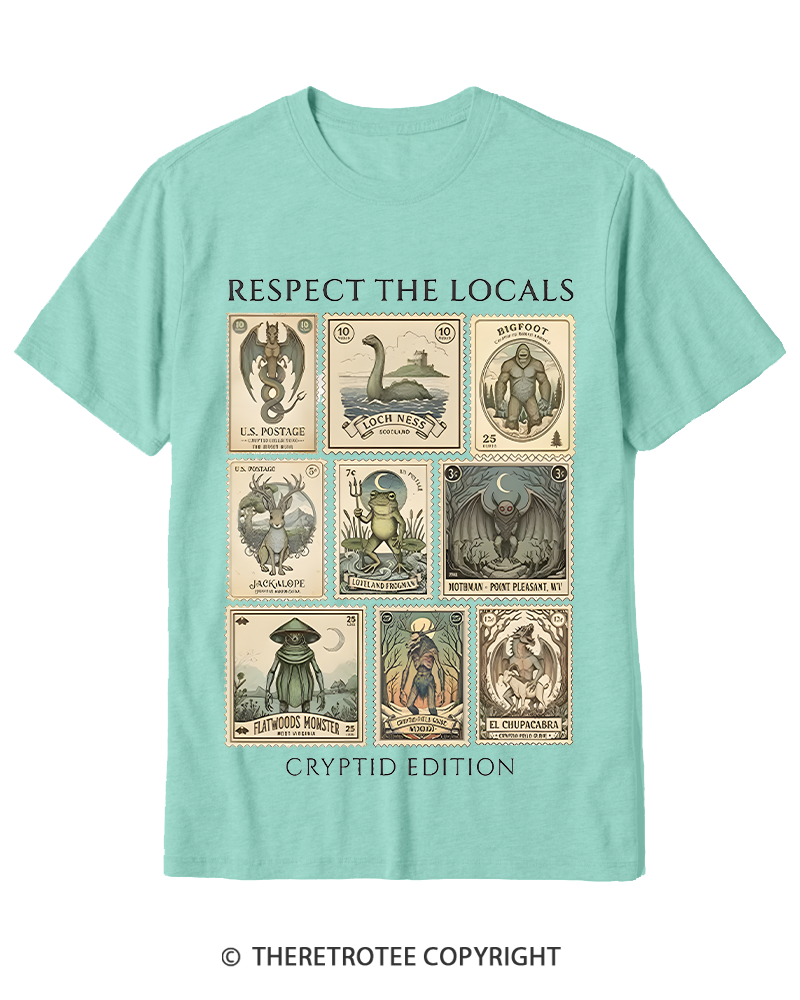 TheRetroTee Cryptid Stamp Graphic 1970s Cotton T-Shirt