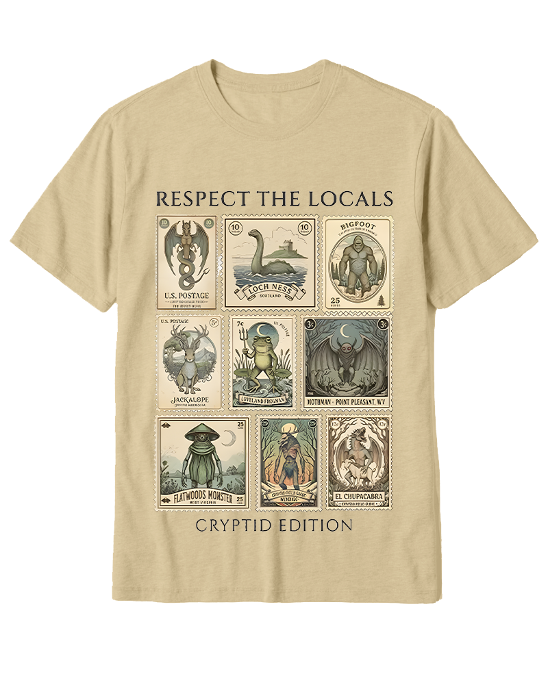 TheRetroTee Cryptid Stamp Graphic 1970s Cotton T-Shirt