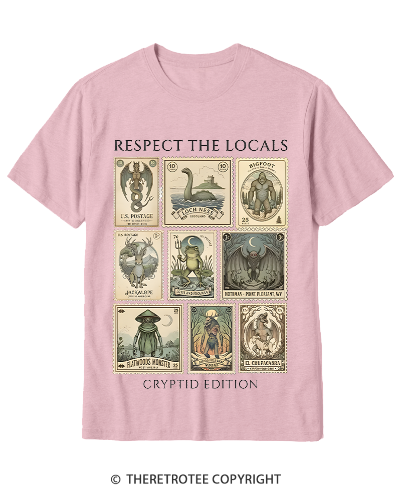 TheRetroTee Cryptid Stamp Graphic 1970s Cotton T-Shirt