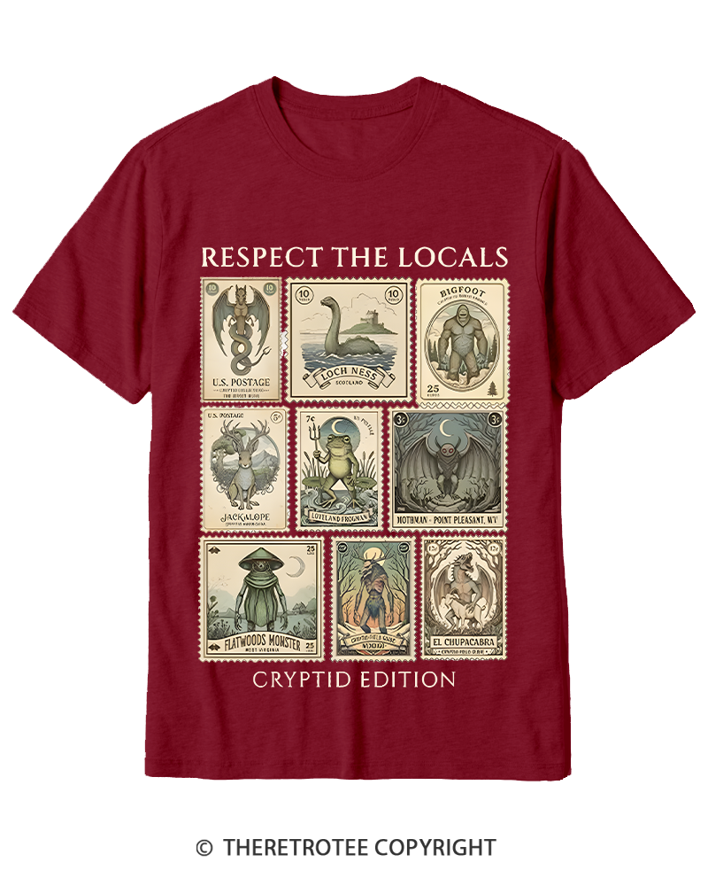 TheRetroTee Cryptid Stamp Graphic 1970s Cotton T-Shirt