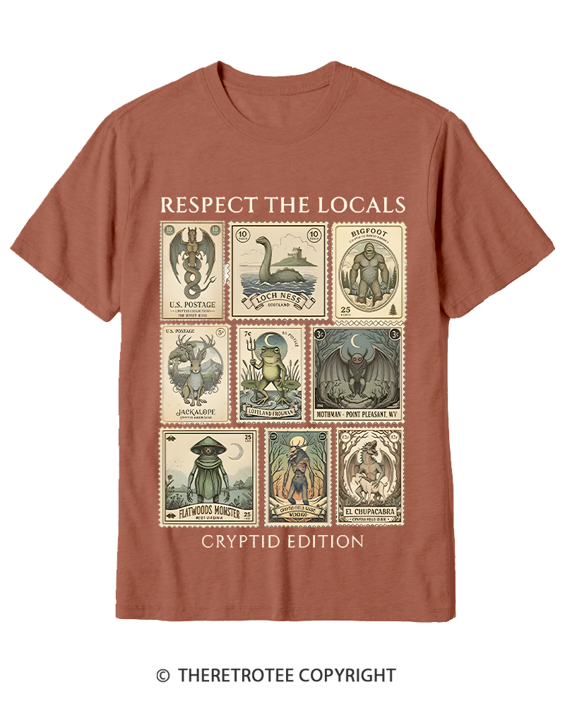 TheRetroTee Cryptid Stamp Graphic 1970s Cotton T-Shirt