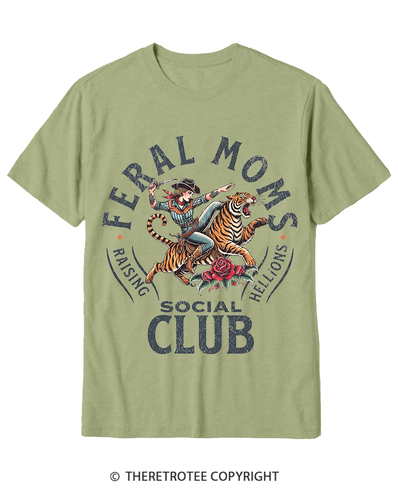 TheRetroTee Feral Moms Social Club 1950s Cotton T-Shirt