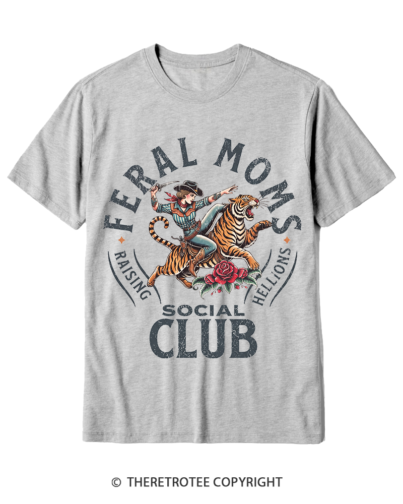 TheRetroTee Feral Moms Social Club 1950s Cotton T-Shirt