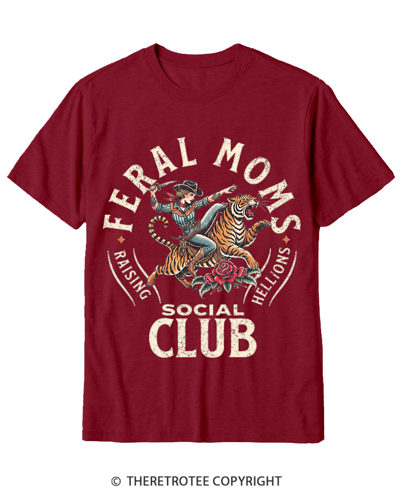 TheRetroTee Feral Moms Social Club 1950s Cotton T-Shirt