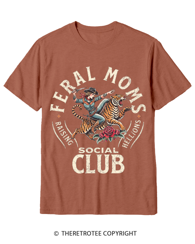 TheRetroTee Feral Moms Social Club 1950s Cotton T-Shirt